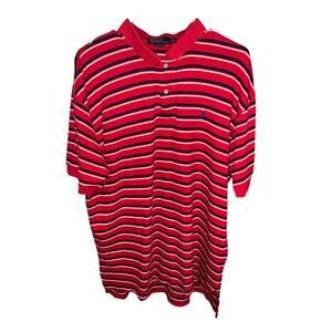 Polo Ralph Lauren Short-Sleeve Red White Blue Striped Polo Shirt Size XL